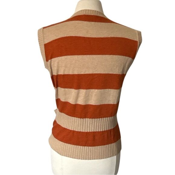 Valentino Cashmere Wool Striped Pullover Medium Sleeveless‎ Sweater Too Blouse - Picture 7 of 9